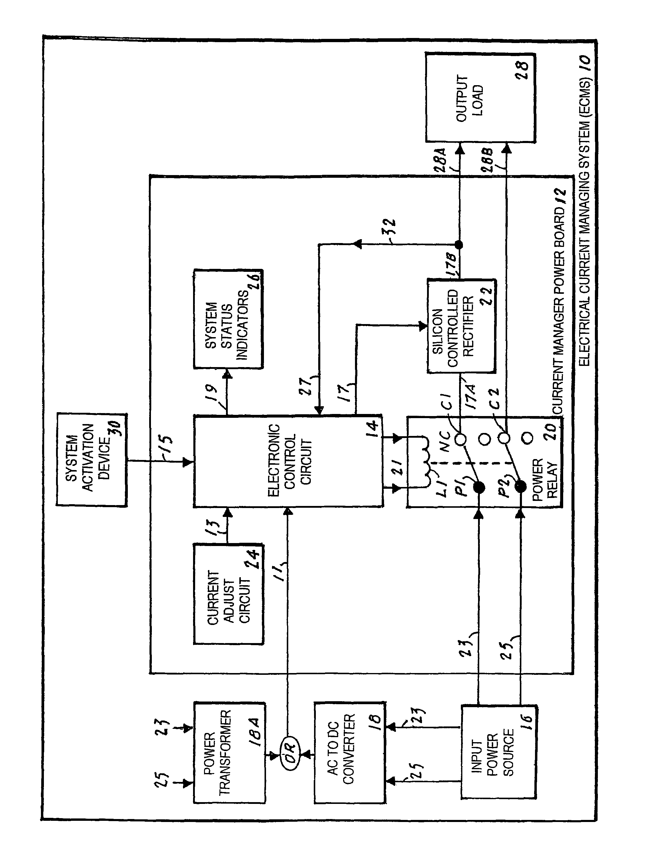Electrical current managing system