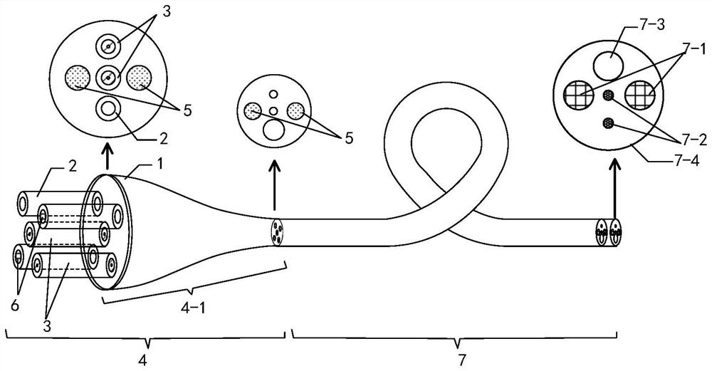 Composite optical fiber for brain nerve detection and treatment and preparation method thereof