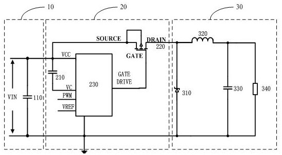 PMOS power tube grid clamping driving module, driving circuit and switching power supply