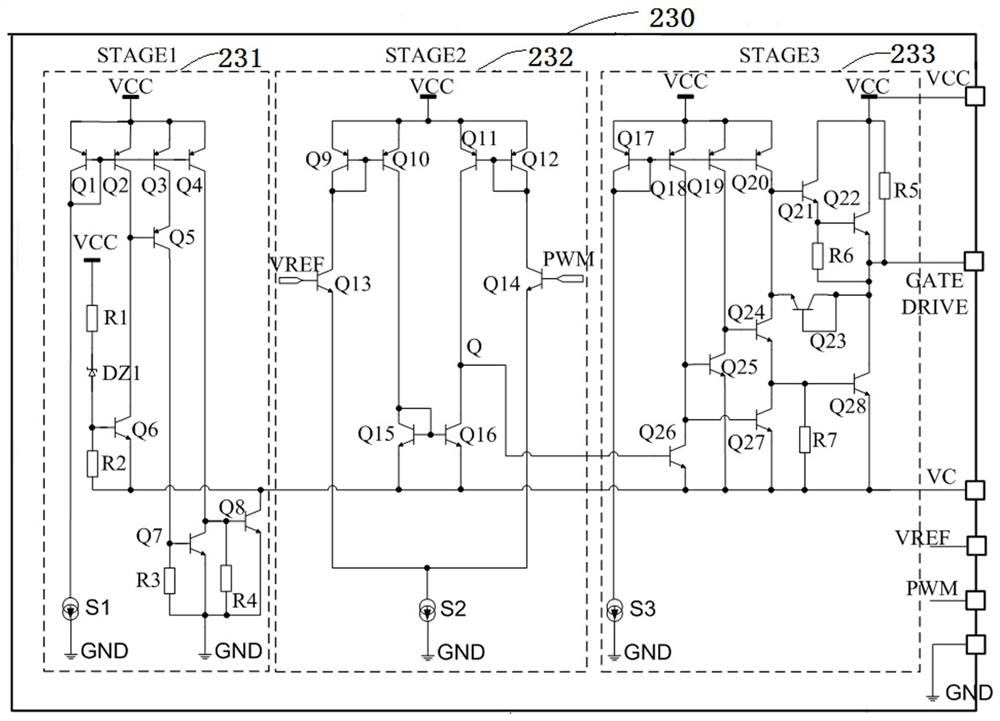 PMOS power tube grid clamping driving module, driving circuit and switching power supply