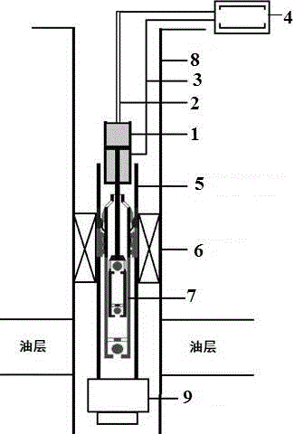 Suspension type underground hydraulic rod type pumping production device