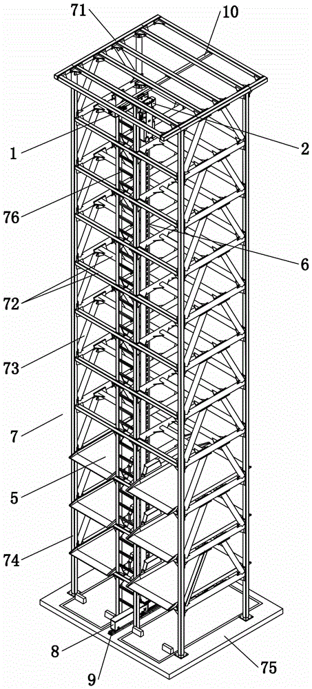 Vehicle platform connection structure for high-rise three-dimensional parking equipment without avoidance