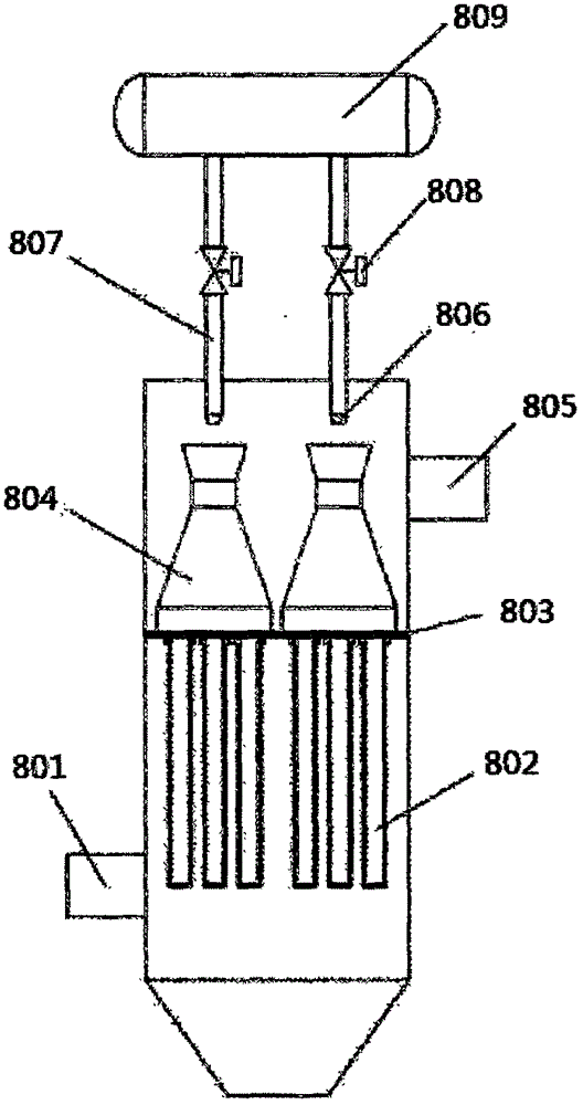 Pulse back blowing dedusting device and gas ejector and filtering device thereof