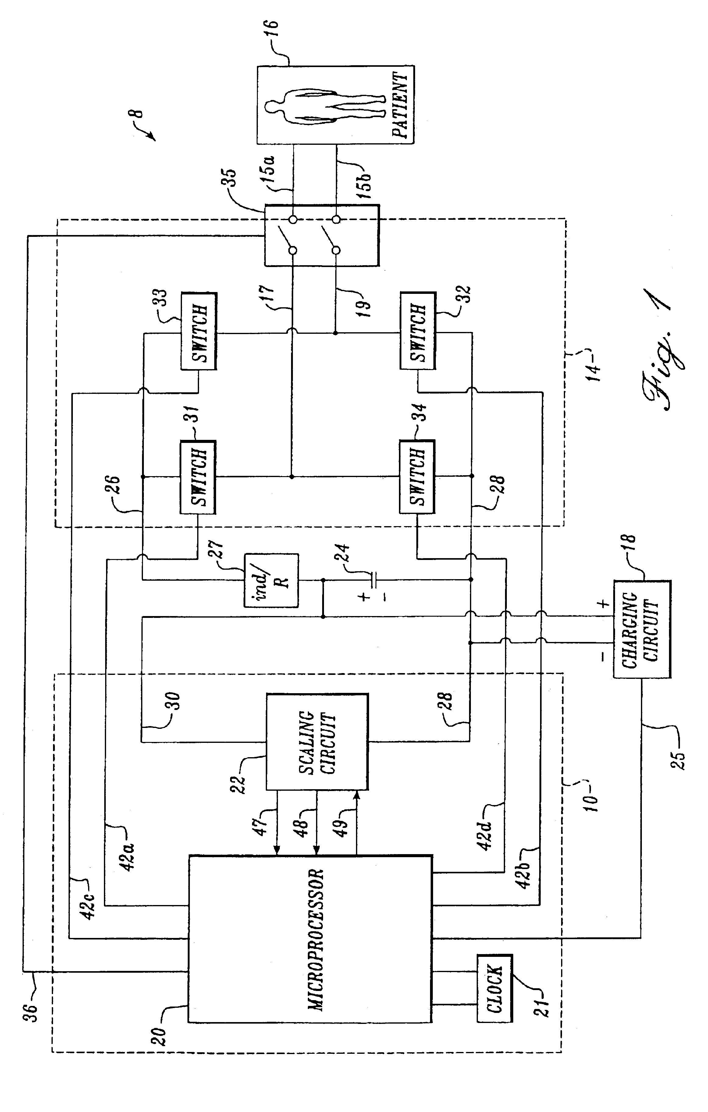 H-bridge circuit for generating a high-energy biphasic waveform in an external defibrillator using single SCR and IGBT switches in an integrated package