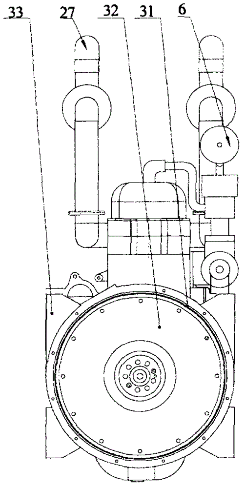 Compressed air power engine assembly with compressed air supplementary return circuit