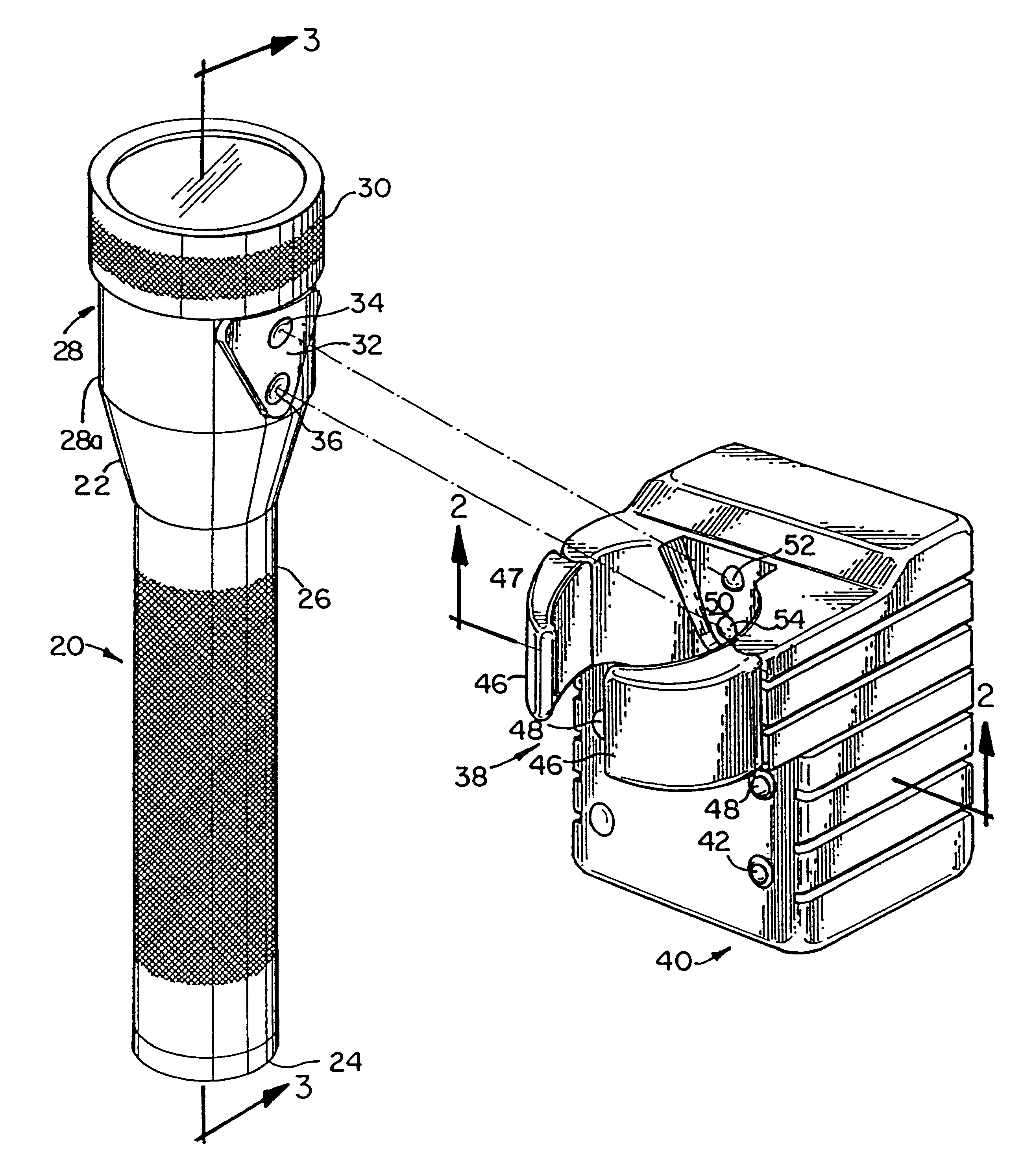 Flashlight and recharging system therefor