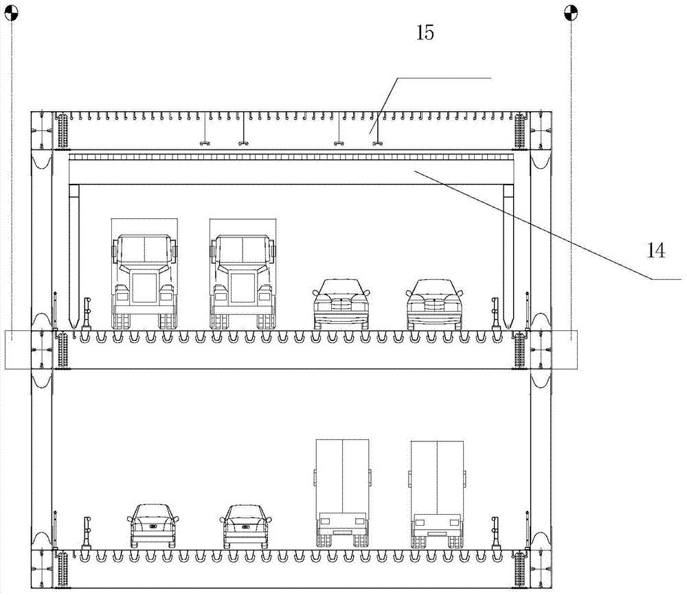 Staged implementation method of multi-bridge-floor-layer suspension bridge for highway and rail