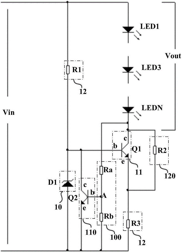 A linear constant current circuit with overvoltage protection