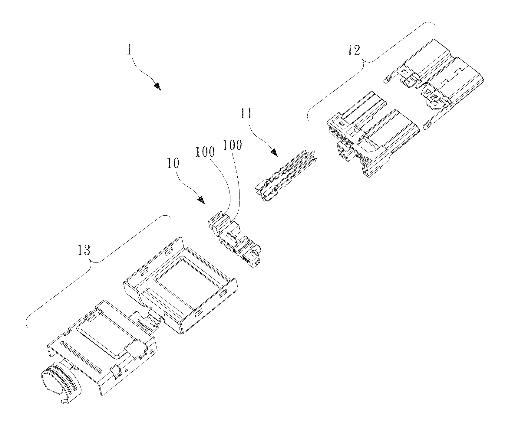 Connector with low near end crosstalk