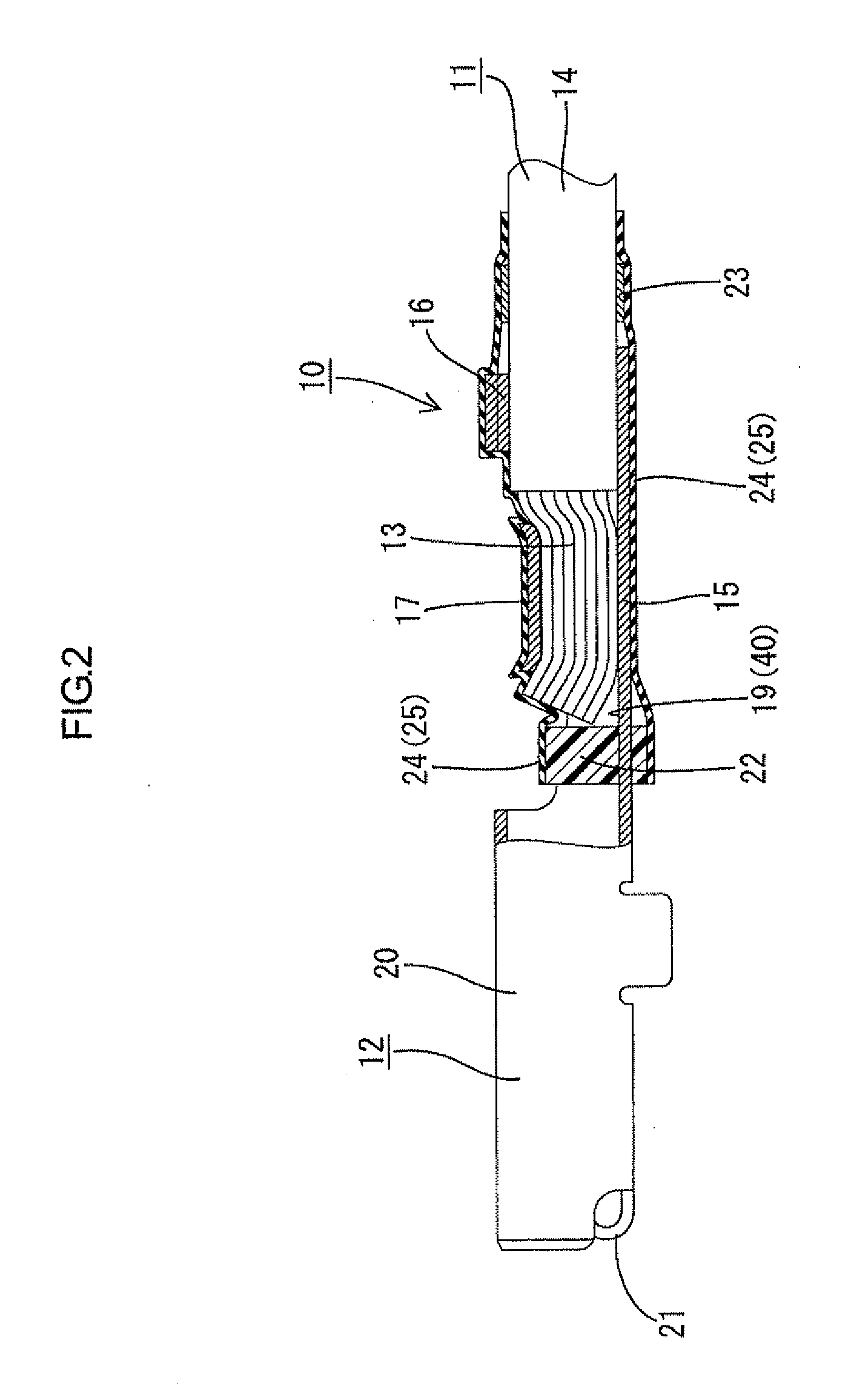 Electric wire with terminal and connector