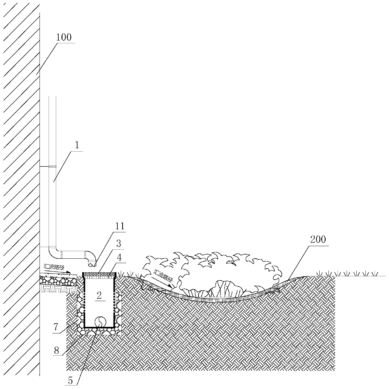 Roof rainwater treatment system for sponge type residence community