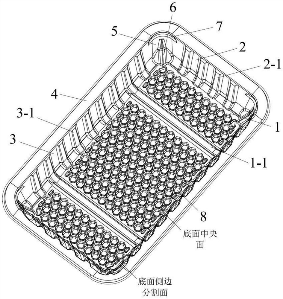 Plastic uptake tray with anti-dripping and anti-collision bottom