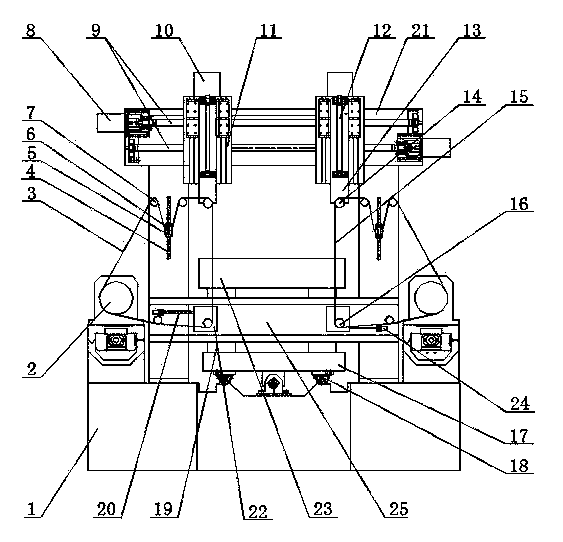 Numerical control gantry type multi-head linear cutting machine tool