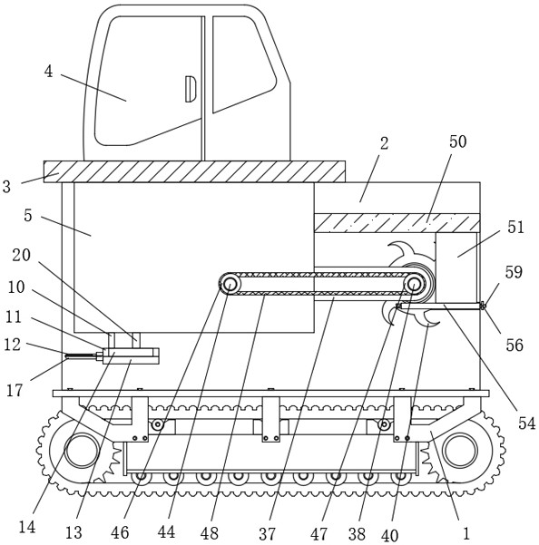 Tea tree heavy pruning and soil turning integrated device and using method thereof