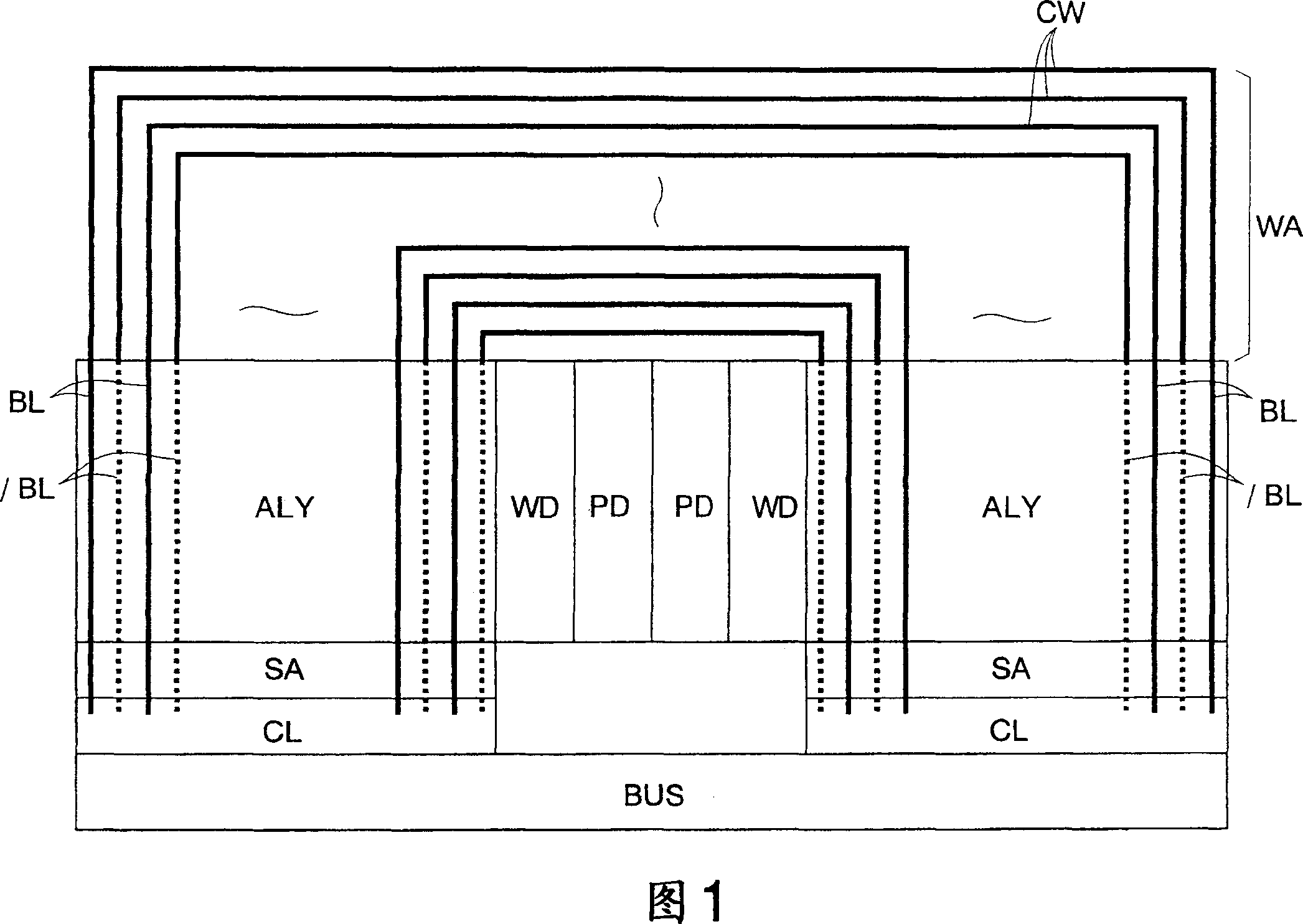 Semiconductor integrated circuit having connection down-lead for bit line interconnection