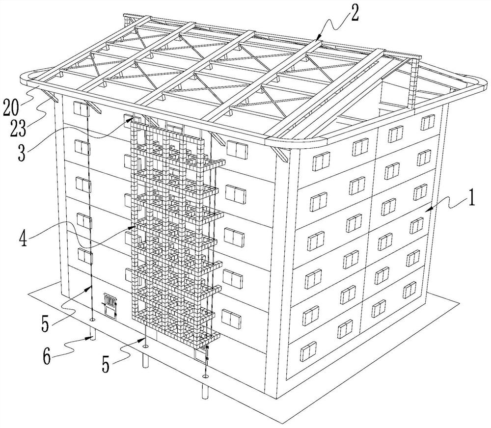 Fabricated suspended slidable scaffold assembly for old house transformation