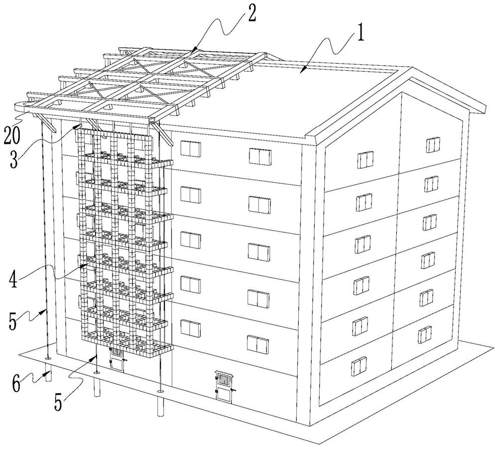 Fabricated suspended slidable scaffold assembly for old house transformation