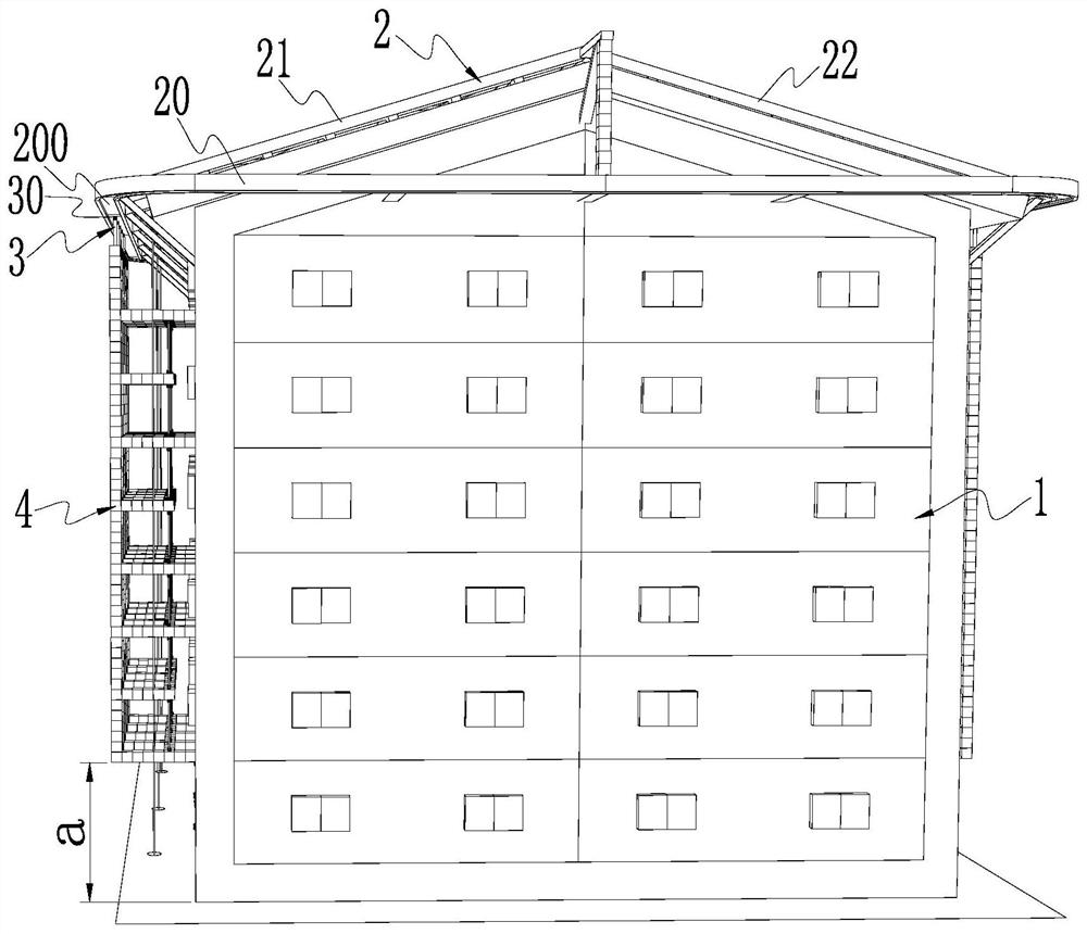 Fabricated suspended slidable scaffold assembly for old house transformation