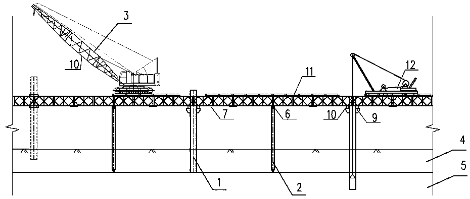 A construction method of steel trestle bridge resisting the impact of flood discharge rapids