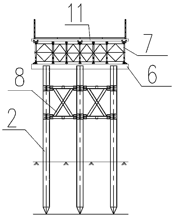 A construction method of steel trestle bridge resisting the impact of flood discharge rapids