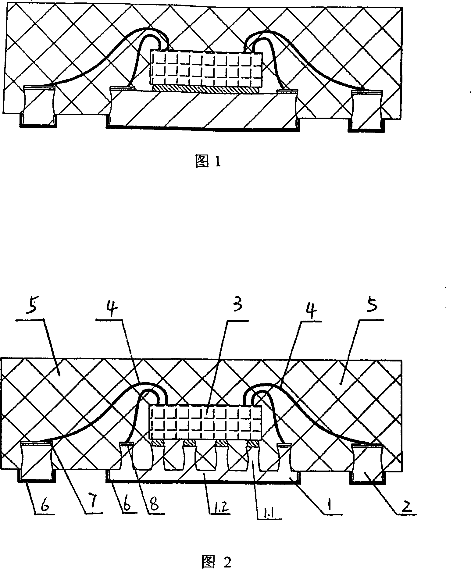 Non-pin packaging structure of semiconductor element and packaging technology thereof