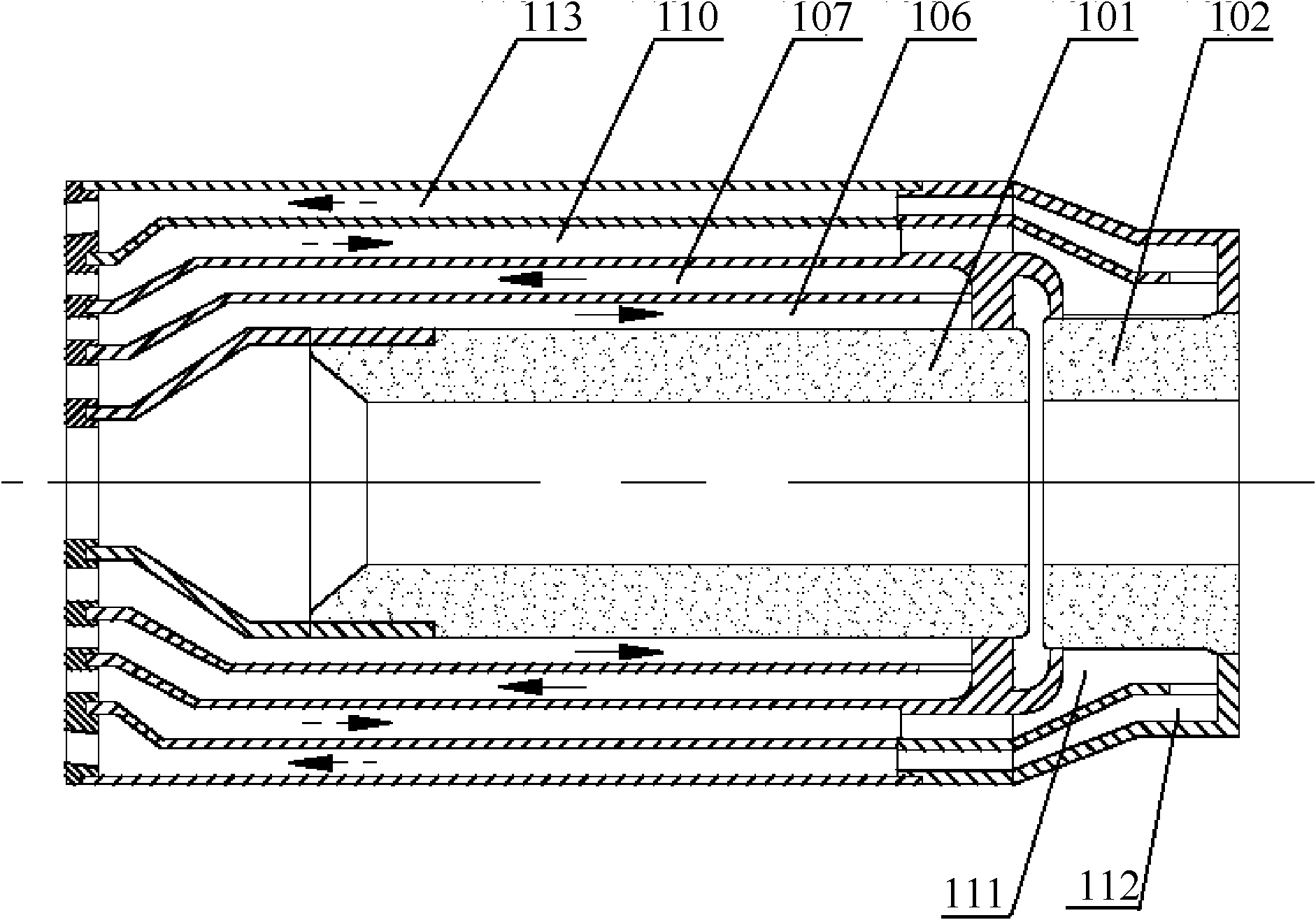 Internally-hollow cathode double-compression plasma generating device with long service life
