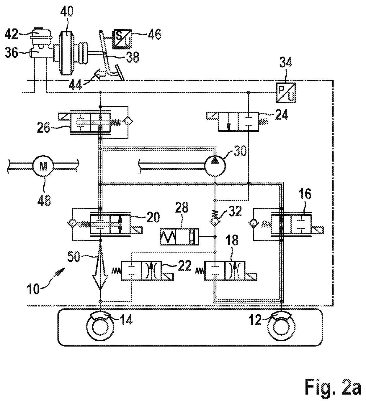 Vehicle brake system and method for increasing brake pressure in a first wheel brake cylinder and limiting brake pressure in a second wheel brake cylinder of a vehicle brake system