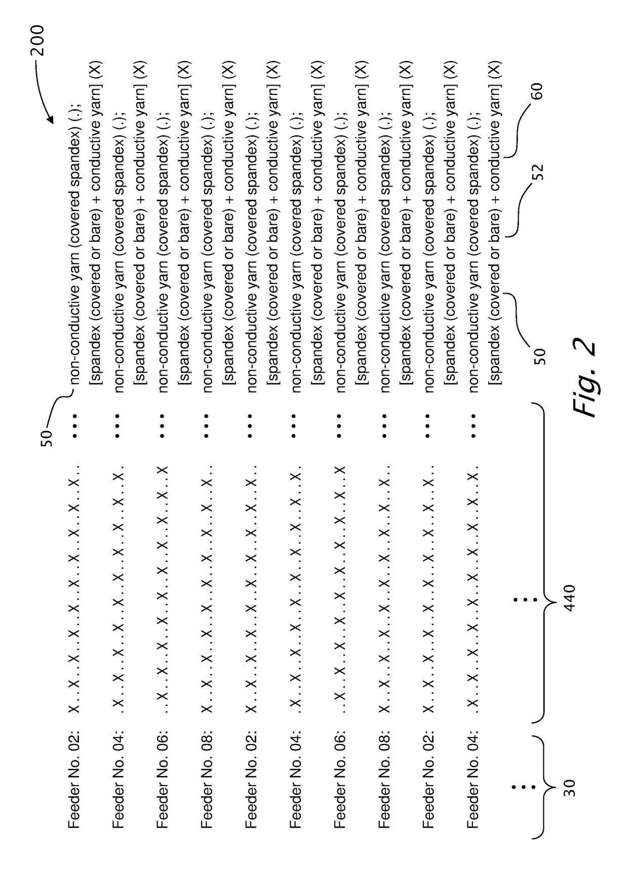 Vertical conductive textile traces and methods of knitting thereof