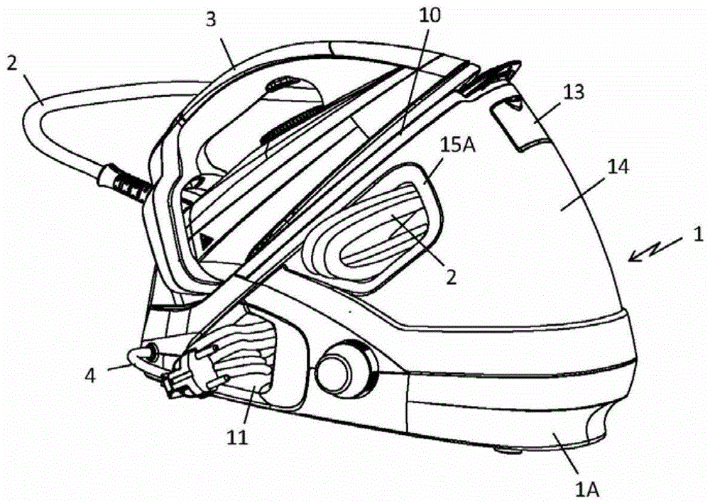 Ironing equipment including base with cable management cavity