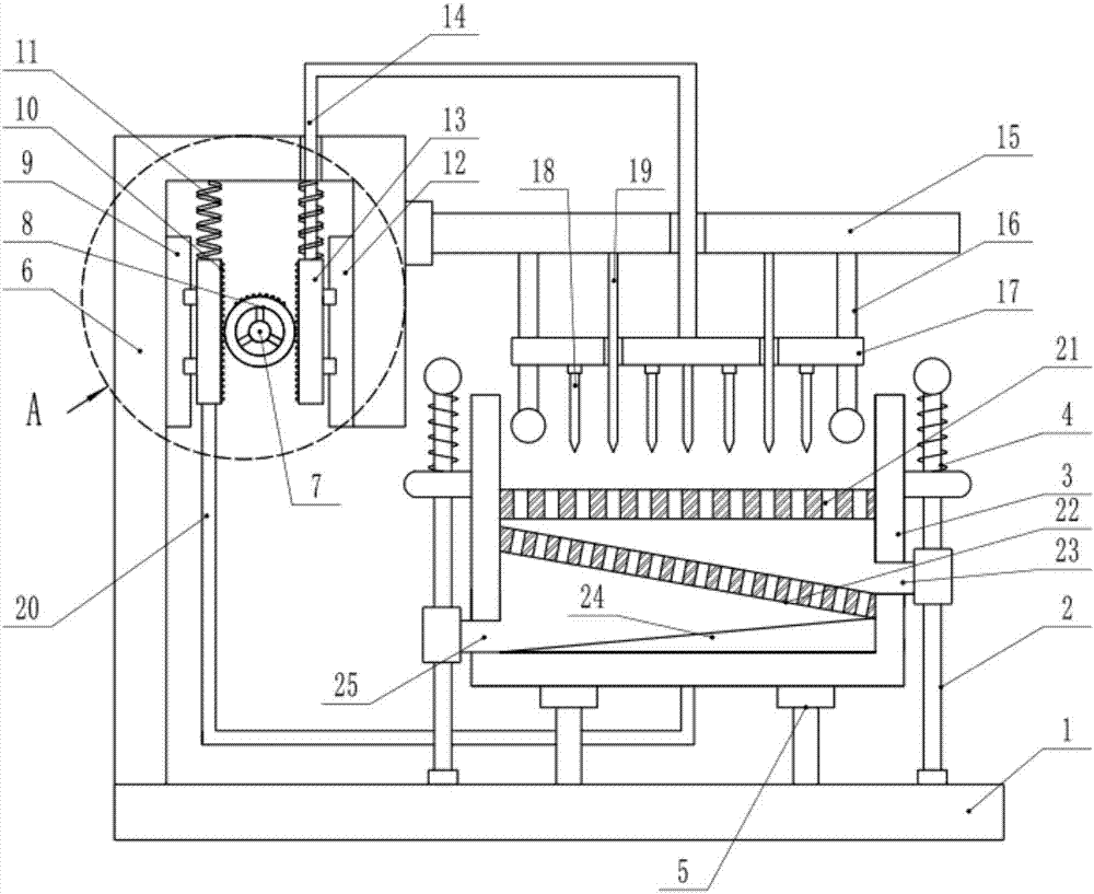 Forage grass repetition chopping device for livestock breeding