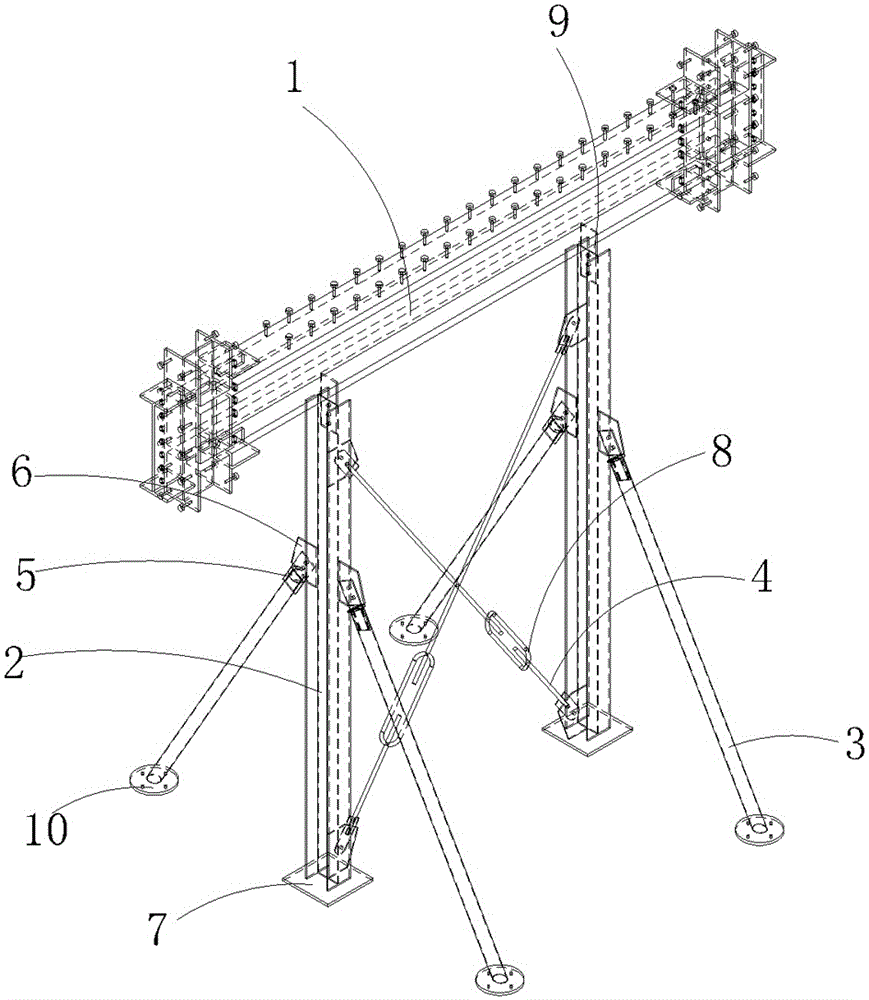 Super-high-rise core tube suspended steel rib column and construction method thereof