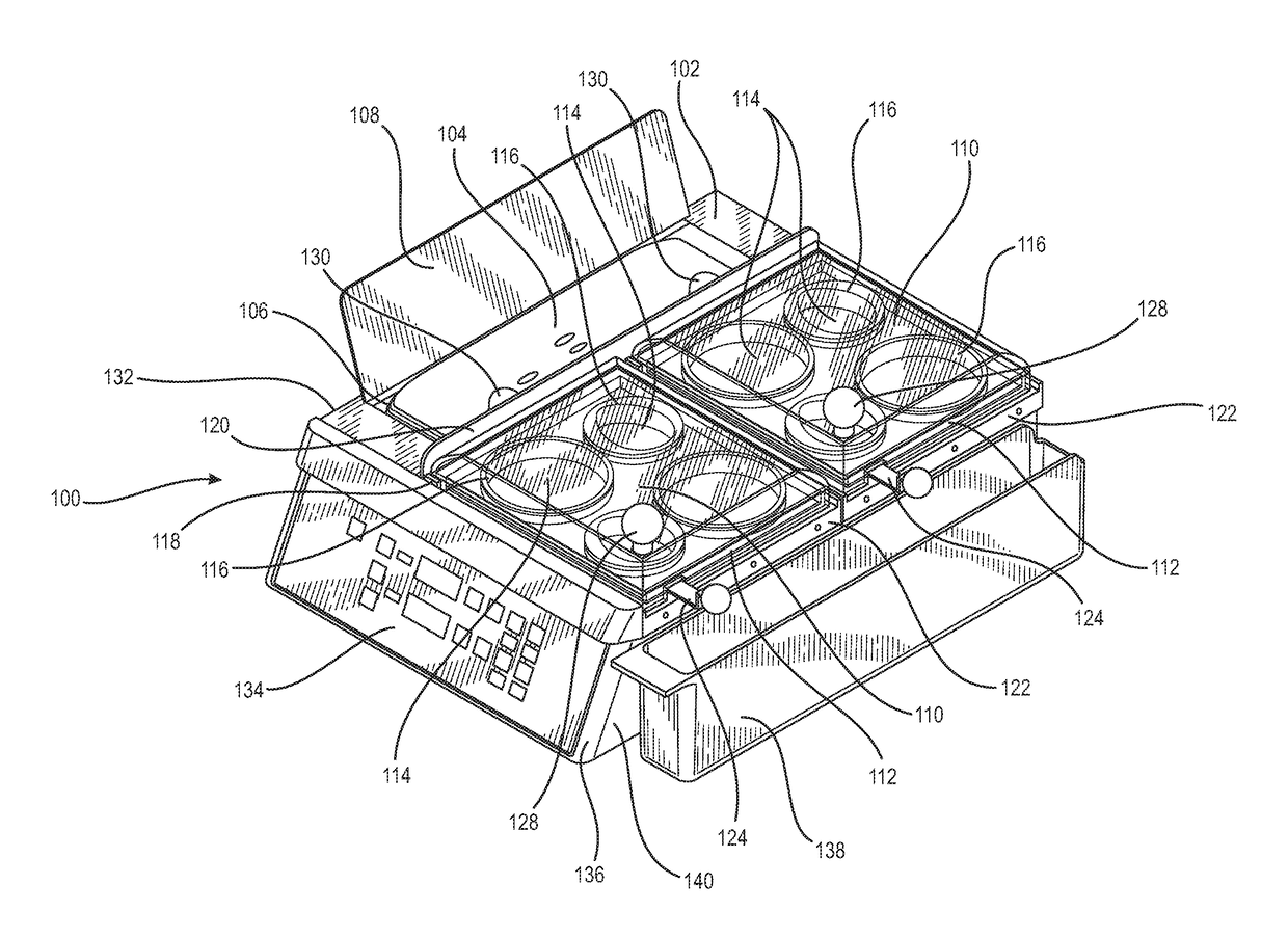 Food cooking appliance utilizing both steam and heat for rapidly cooking food products