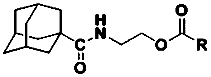 2-(1-adamantanecarboxamido) ethyl formate compound and preparation method and application thereof