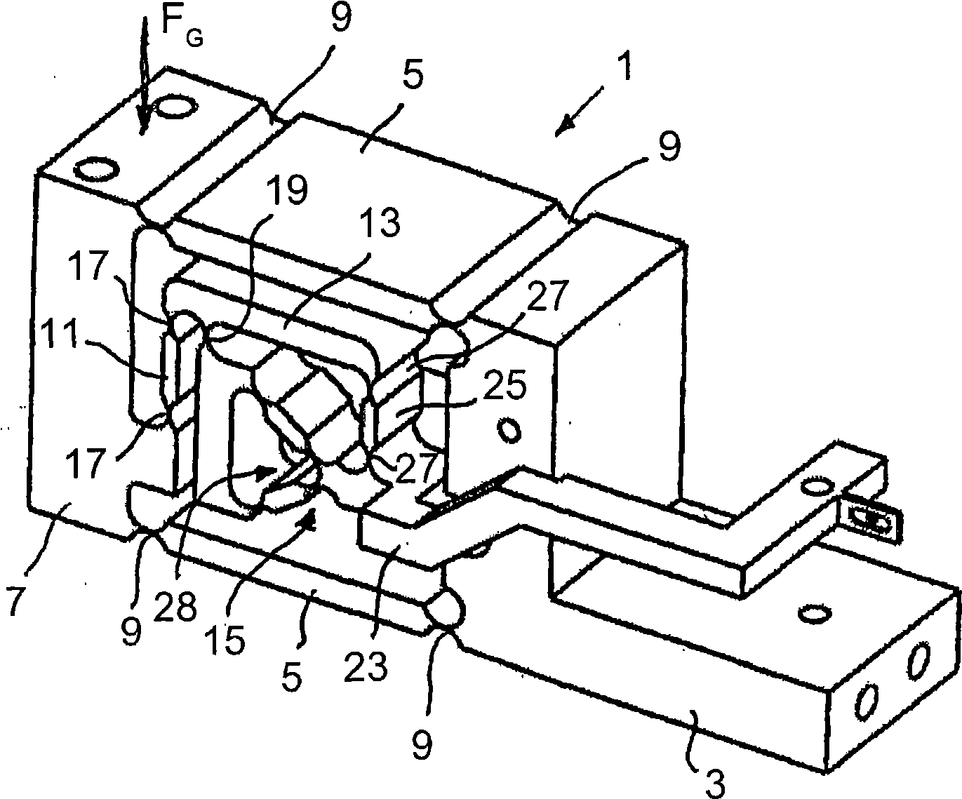 Crank mechanism in particular for a weighing sensor on a balance working on the electromagnetic force compensation principle