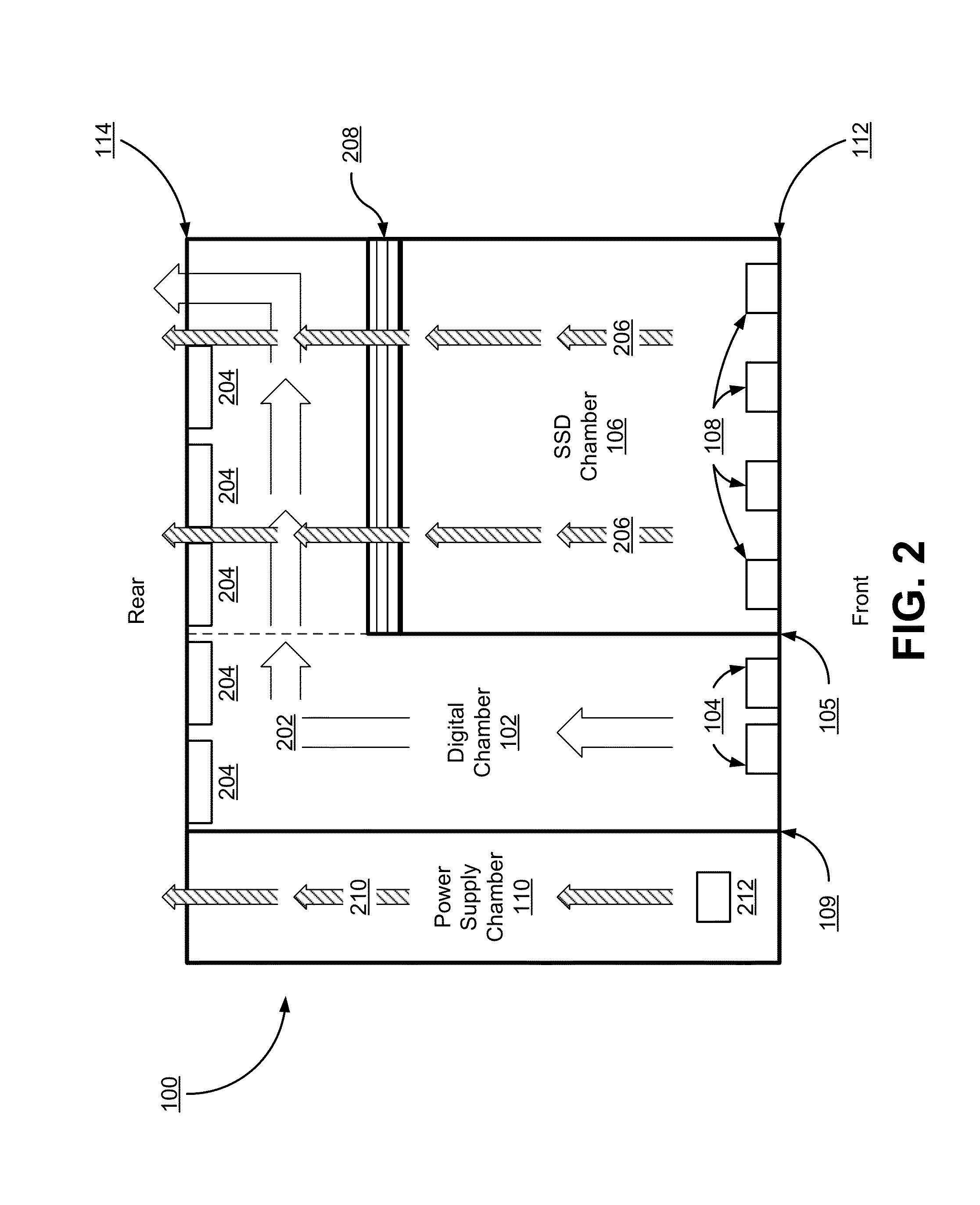 Chassis with separate thermal chamber for solid state memory