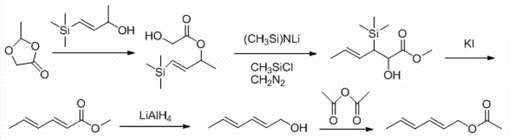 Preparation method for trans, trans-2,4-hexadiene acetate