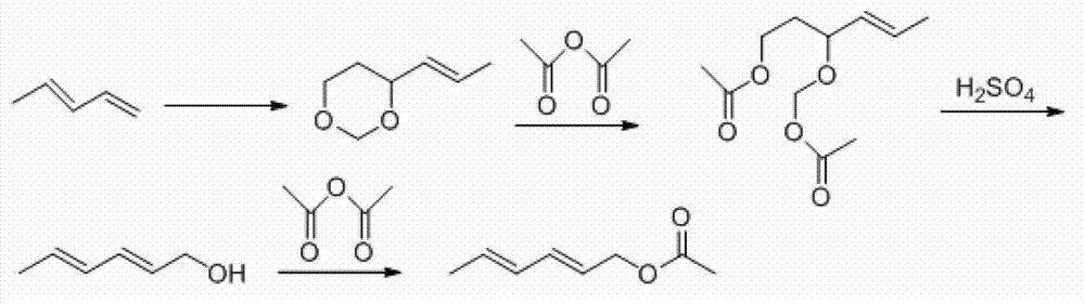 Preparation method for trans, trans-2,4-hexadiene acetate