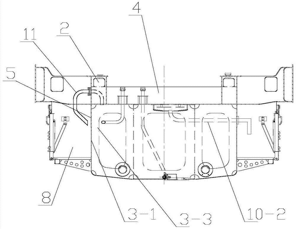A body-mounted locomotive integral fuel tank structure
