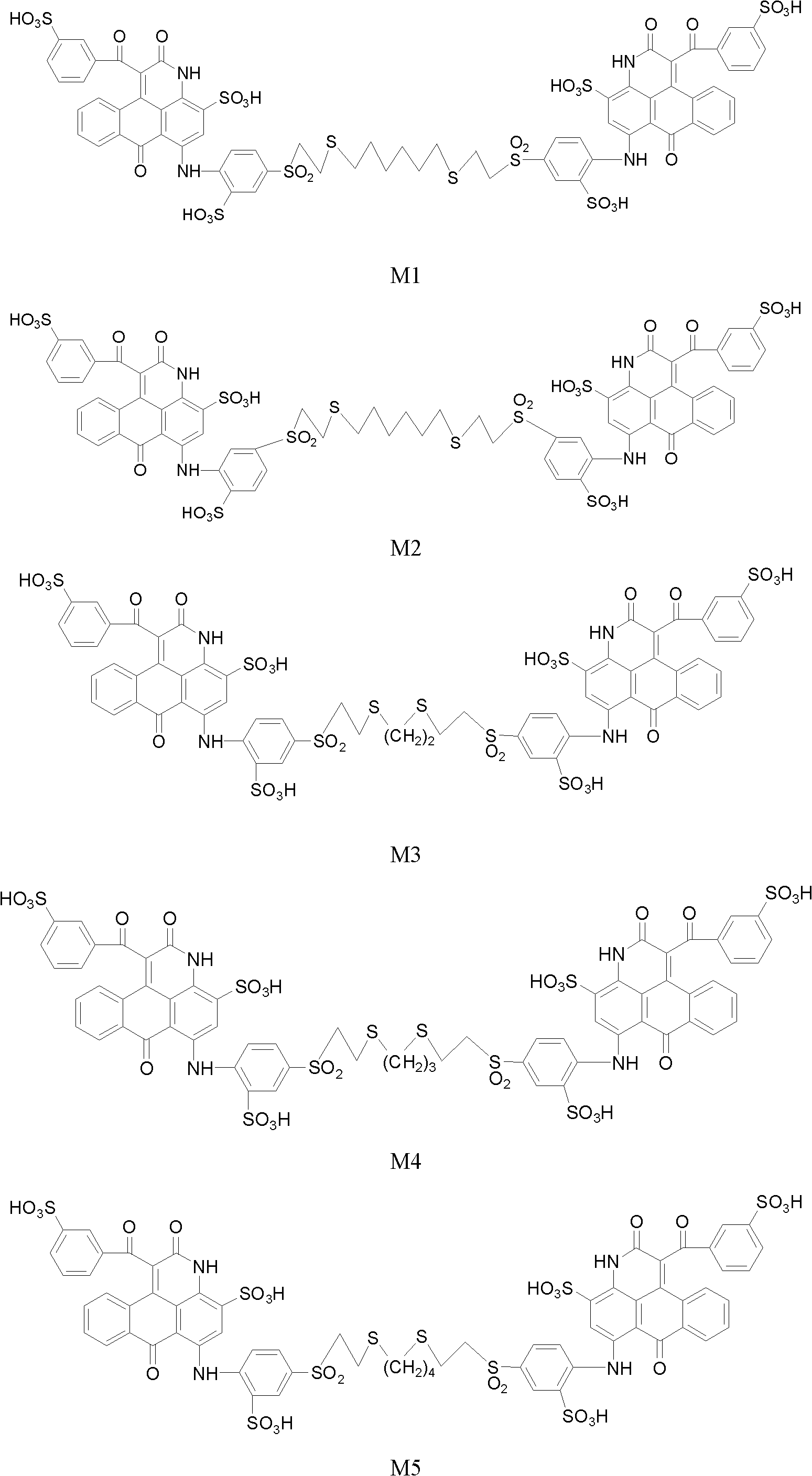 Flexible-chain-contained dikaryotic anthracene pyridine sulfoacid compound or salt thereof, and preparation method and application thereof