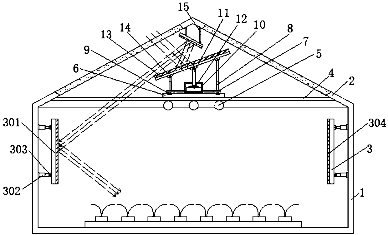 Auxiliary light radiation device for agricultural product planting greenhouse