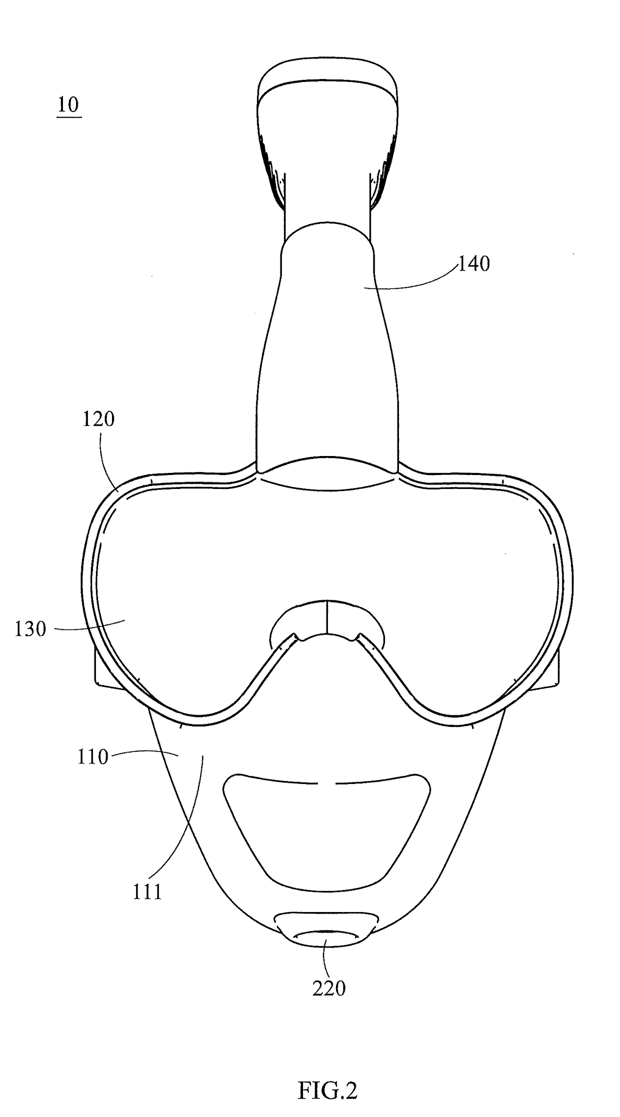 Diving and snorkeling mask structure