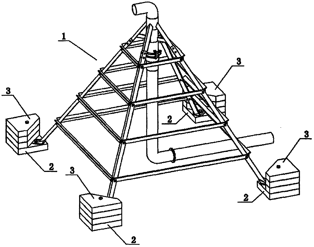 Cement concrete block for fixing the center frame of the sprinkler