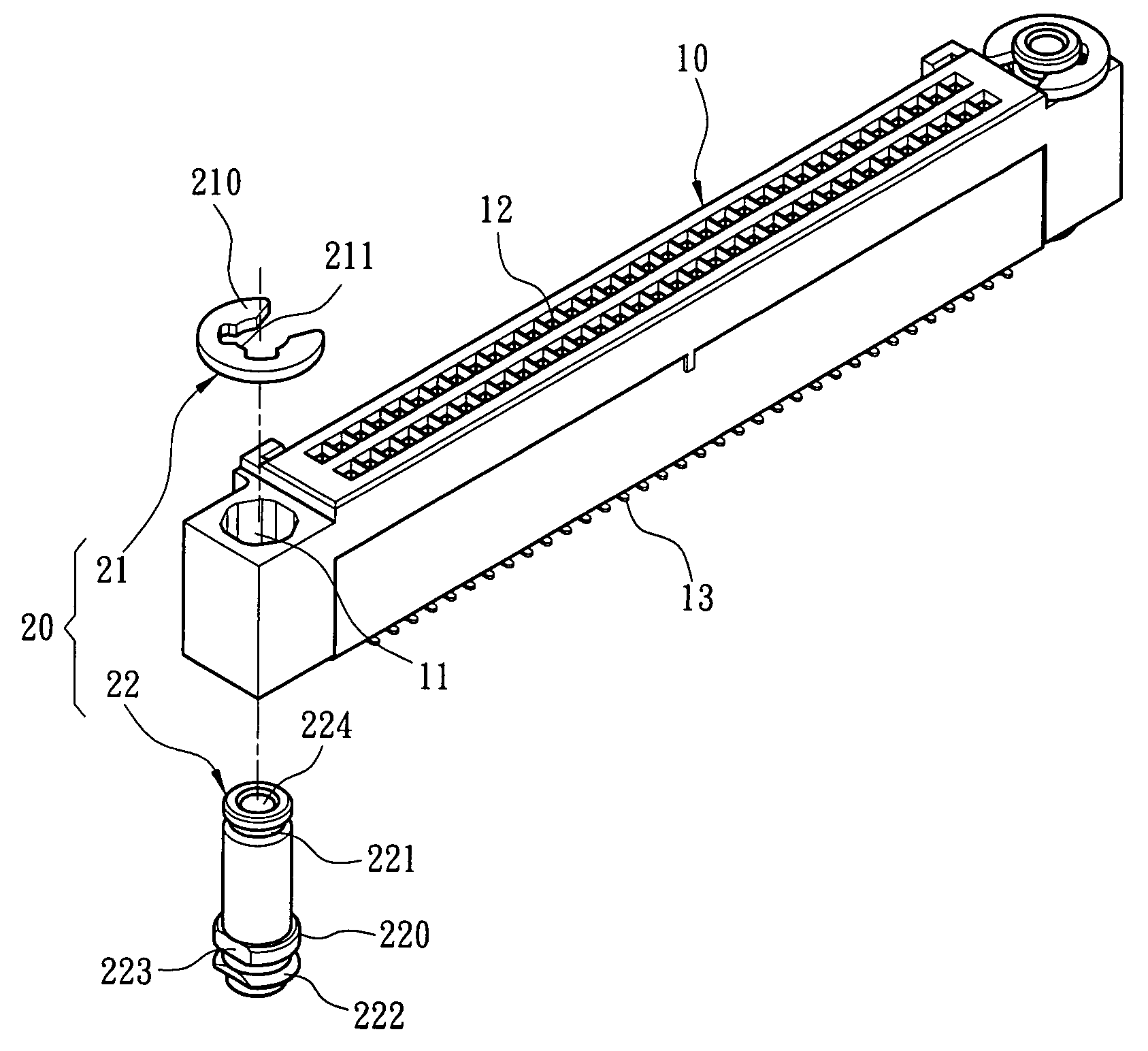 Anchor structure for electronic card connectors