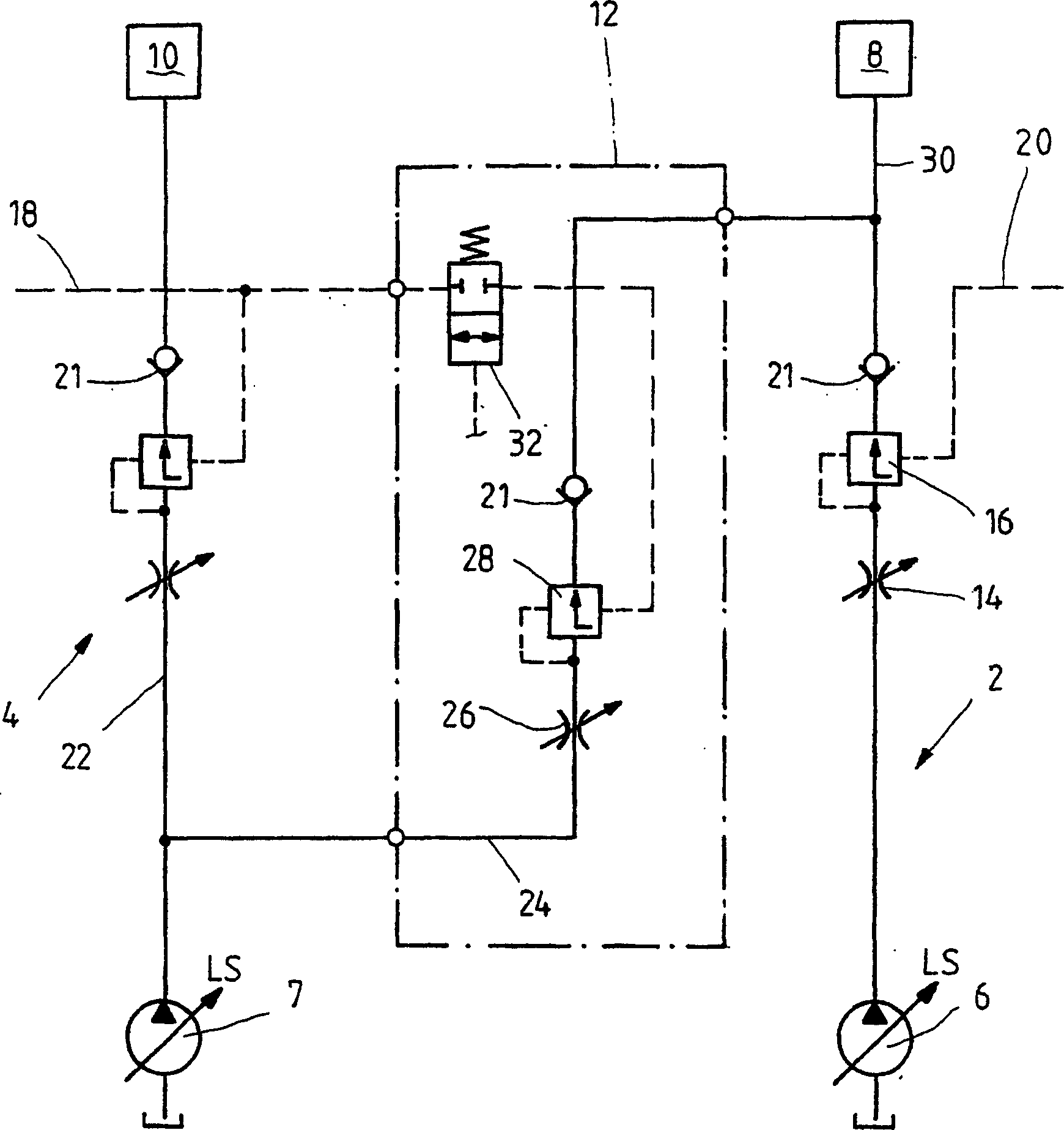 Hydraulic dual circuit system