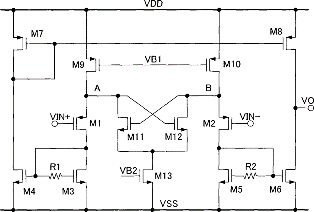 Transconductance enhancement mode low voltage transconductance amplifier realized based on complementary metal oxide semiconductor (CMOS) device