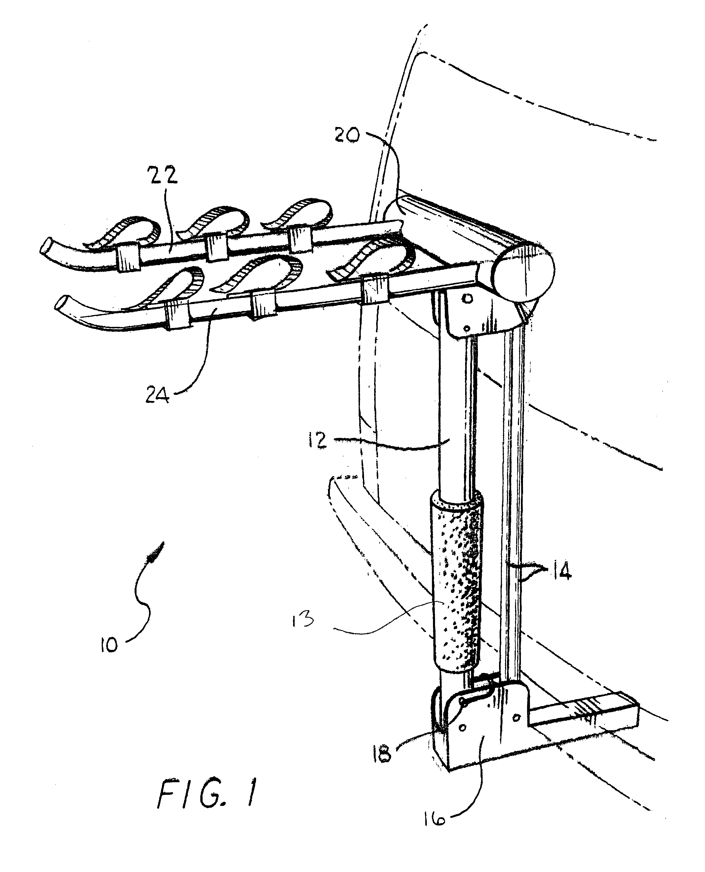 Hitch-mounted pivotable racking assembly