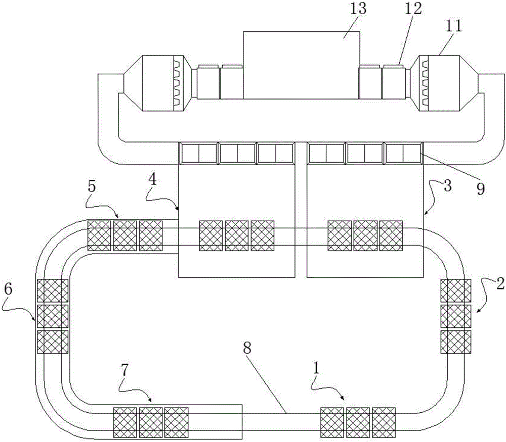 Sand sweeping system of production line