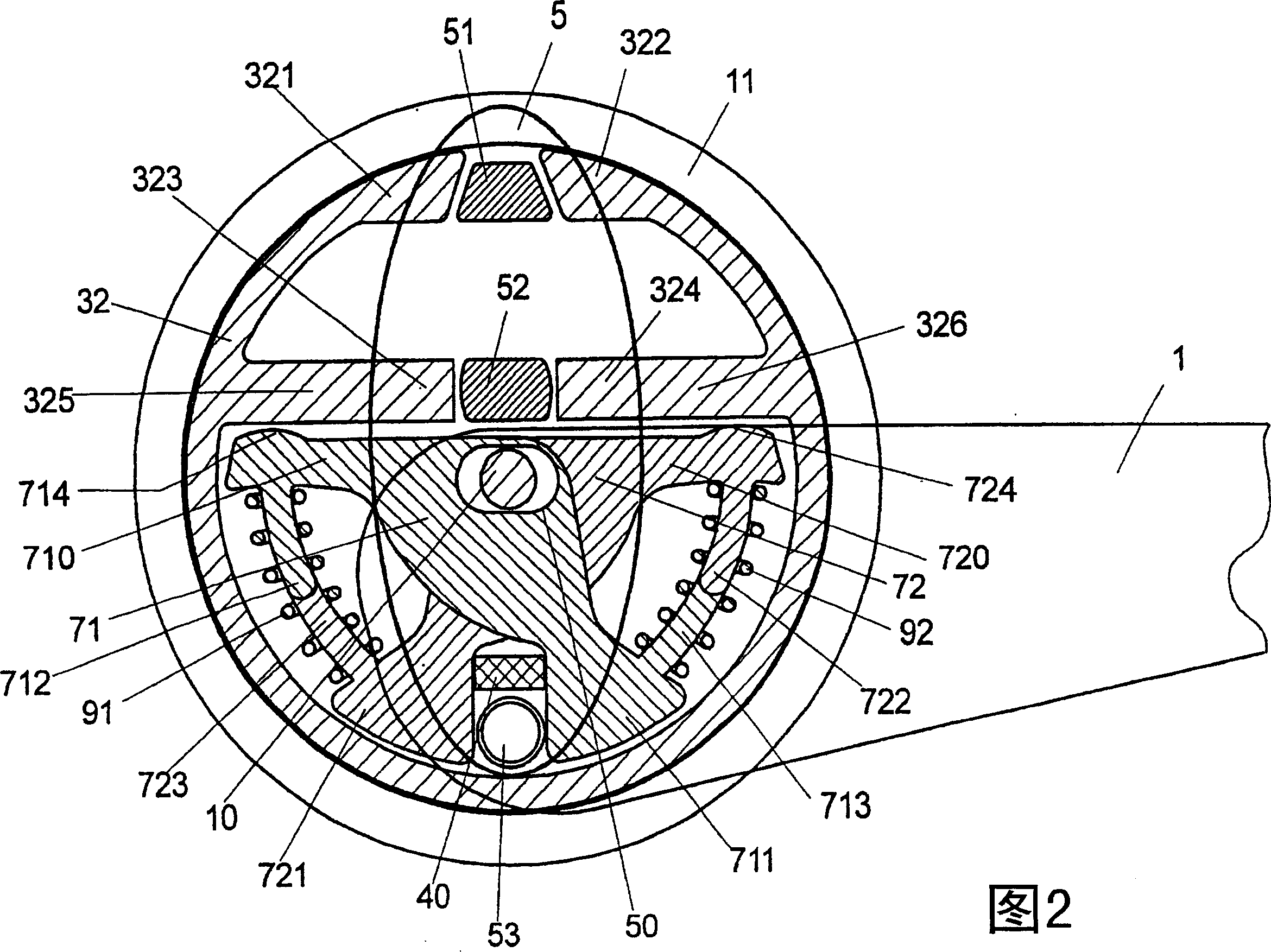 Adjustment device for producing a two-sided rotational movement