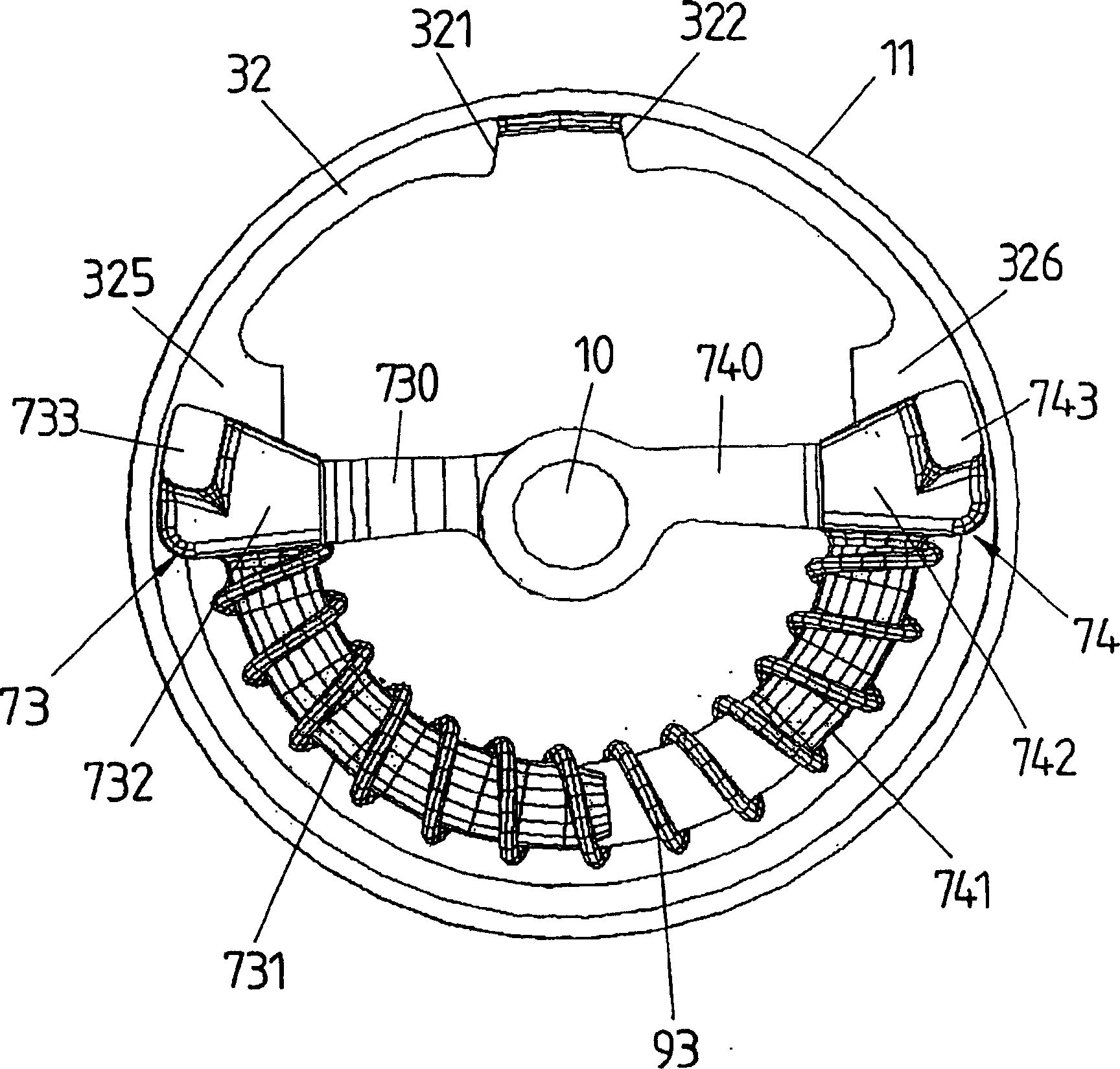 Adjustment device for producing a two-sided rotational movement