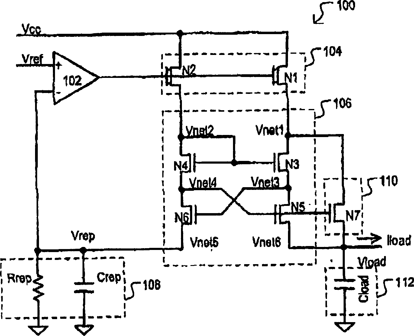 Replica biased voltage regulator